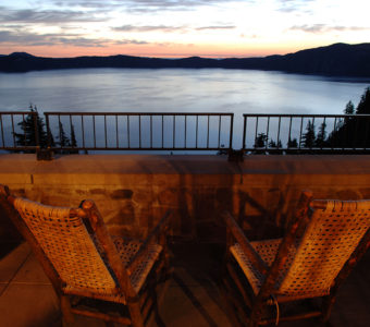 Sit back and relax on the patio after a delicious meal as you take in the views of Crater Lake.